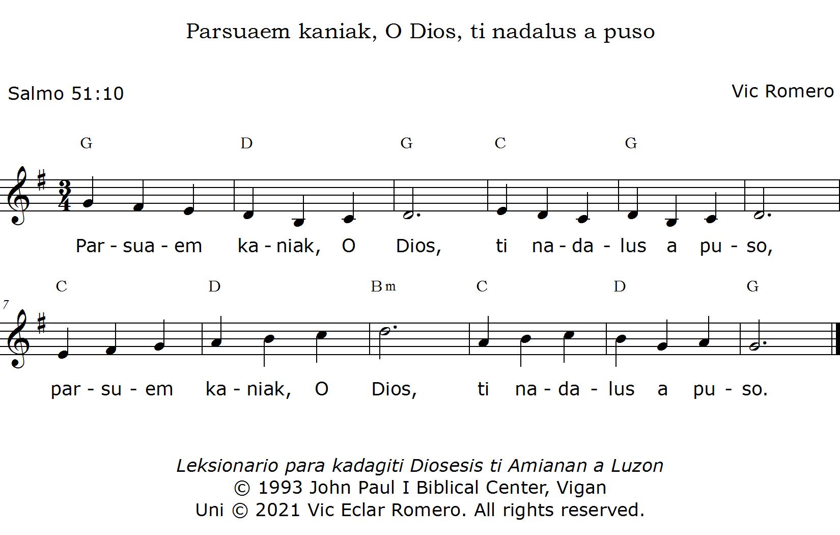 Parsuaem kaniak, O Dios, ti nadalus a puso